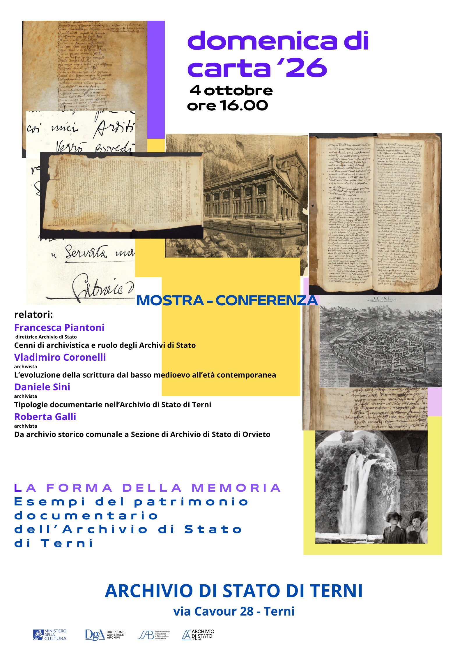 DOMENICA DI CARTA 2026. La forma della memoria. Esempi del patrimonio documentario dell'Archivio di Stato di Terni